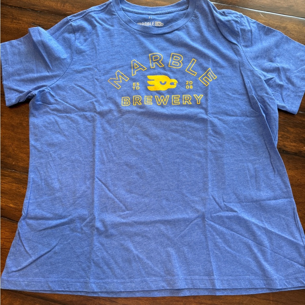 Marble Brewery Logo Tee in Royal Blue & Yellow-Size XL